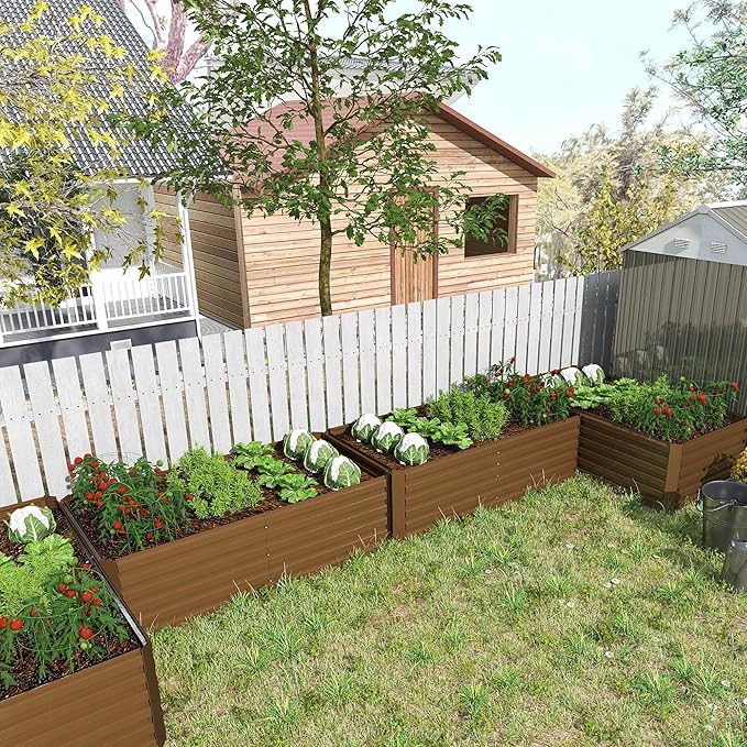 8x4x2 ft Raised Garden Bed, Large Metal Planter Raised Beds, Planters for Outdoor Plants for Vegetables, Flowers, Herbs, Fruits, and Succulents.-CasaMuseHome