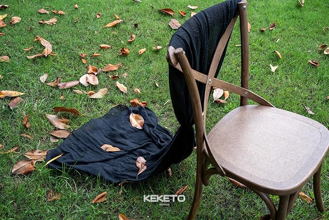 6pcs Halloween Table Runner Black Cheesecloth Gauze Rustic Premium Cotton Cheese Cloth Table Runner 120 Inch 10 FT for Wedding Bridal Baby Shower Long Sheer Boho Christmas Decorations-CasaMuseHome