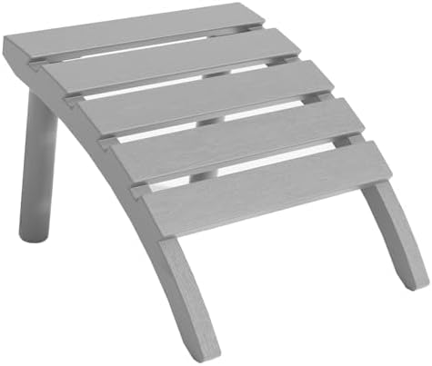 Adirondack Ottoman, All Weather Foot Rest for Adirondack Chair, HDPE Plastic Adirondack Footstool,Outdoor Footrest for Patio,Backyard, Lawn, Fire Pits,Grey-CasaMuseHome