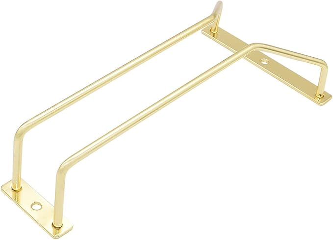 8.8-Inch Gold Wine Glass Rack, Under Cabinet Wine Glass Holder Stainless Steel Stemware Rack - Hanging Stemware Holder for Cabinet Kitchen Bar, Set of 3-CasaMuseHome