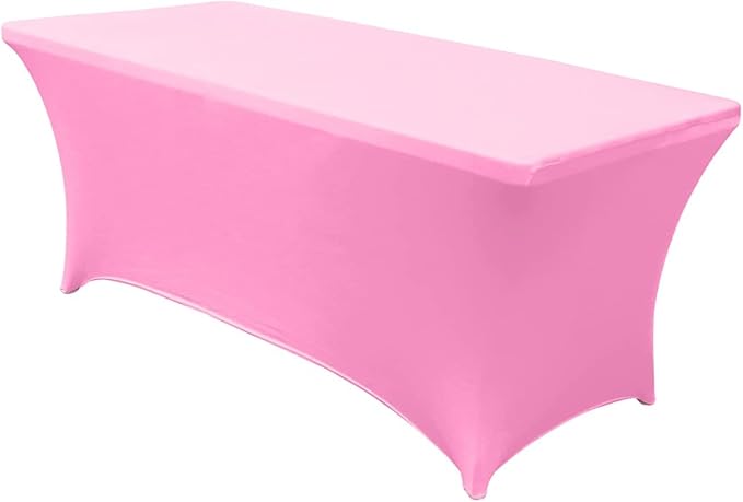 ABCCANOPY 6 FT Spandex Table Cover Stretch Fitted Wrinkle Resistant Tablecloth Reuse for Rectangular Folding Table Patry Event Wedding Banquet Protector Pink-CasaMuseHome