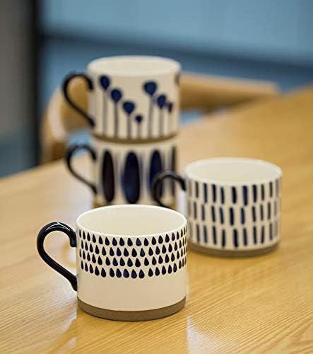 Koja 15 oz. Elegant Hand Painted Decorative Large Porcelain Ceramic Mug Set. 4 Decorative Mugs. Colorful Gift Pack. Impress & Entertain Family & Guests. Dishwasher Microwave Safe.-CasaMuseHome