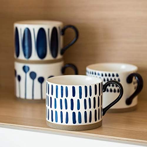 Koja 15 oz. Elegant Hand Painted Decorative Large Porcelain Ceramic Mug Set. 4 Decorative Mugs. Colorful Gift Pack. Impress & Entertain Family & Guests. Dishwasher Microwave Safe.-CasaMuseHome