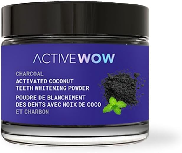 Active Wow Activated Coconut Charcoal Powder - Natural Whitening, Fluoride Free, Sulfate & Paraben Free, Spearmint Toothpaste Powder, 20g-CasaMuseHome