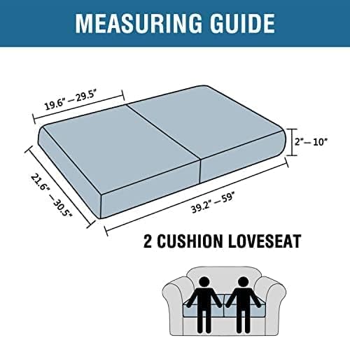 H.VERSAILTEX Super Stretch Individual Seat Cushion Covers Sofa Covers Couch Cushion Covers Slipcover Sets Thick Jacquard Textured Twill Fabric (2 Piece Medium Sofa Cushion Covers, Loden Frost)-CasaMuseHome