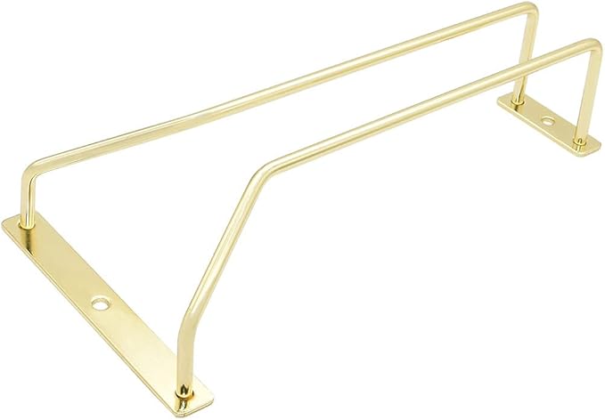 8.8-Inch Gold Wine Glass Rack, Under Cabinet Wine Glass Holder Stainless Steel Stemware Rack - Hanging Stemware Holder for Cabinet Kitchen Bar, Set of 3-CasaMuseHome