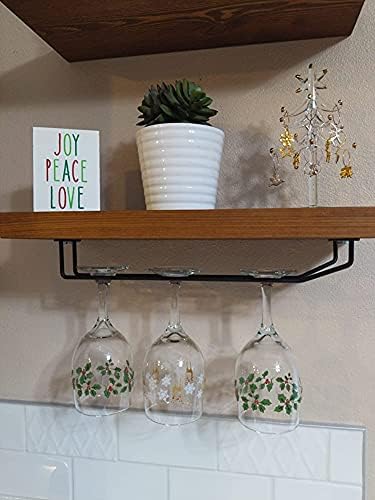 14-Inch Black Wine Glass Rack, Under Cabinet Wine Glass Holder Stainless Steel Stemware Rack - Hanging Stemware Holder for Cabinet Kitchen Bar, Set of 4-CasaMuseHome