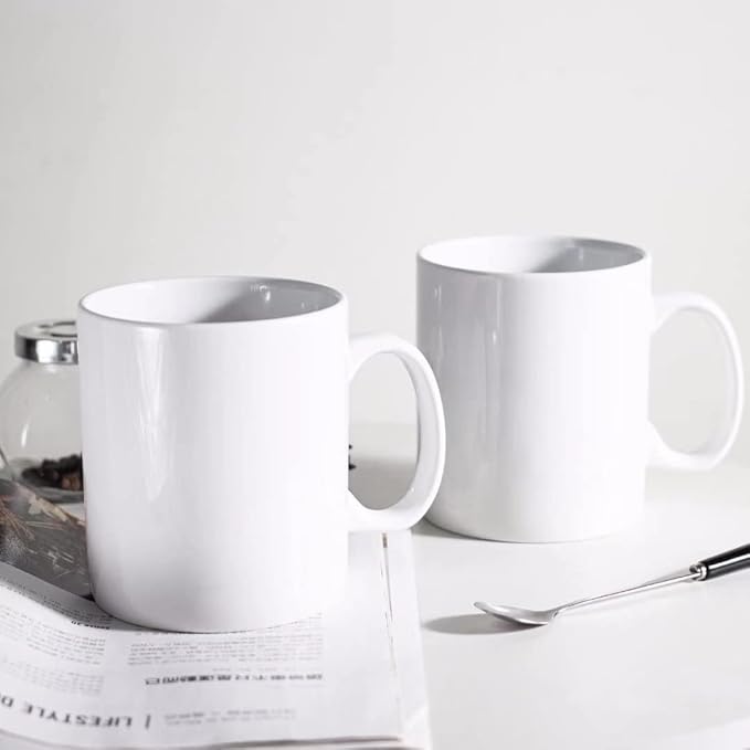 30oz Super Large Ceramic Coffee Mugs Large Handles Set of 2 (White)-CasaMuseHome
