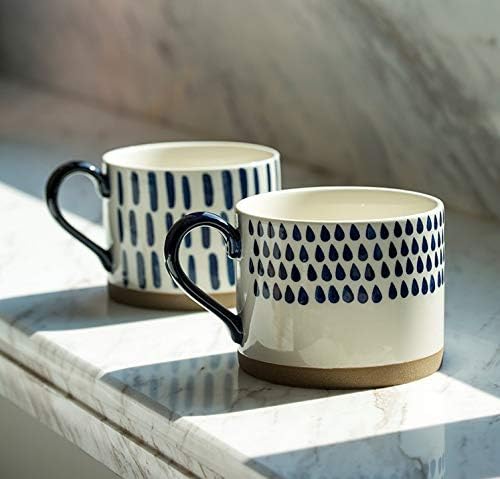 Koja 15 oz. Elegant Hand Painted Decorative Large Porcelain Ceramic Mug Set. 4 Decorative Mugs. Colorful Gift Pack. Impress & Entertain Family & Guests. Dishwasher Microwave Safe.-CasaMuseHome