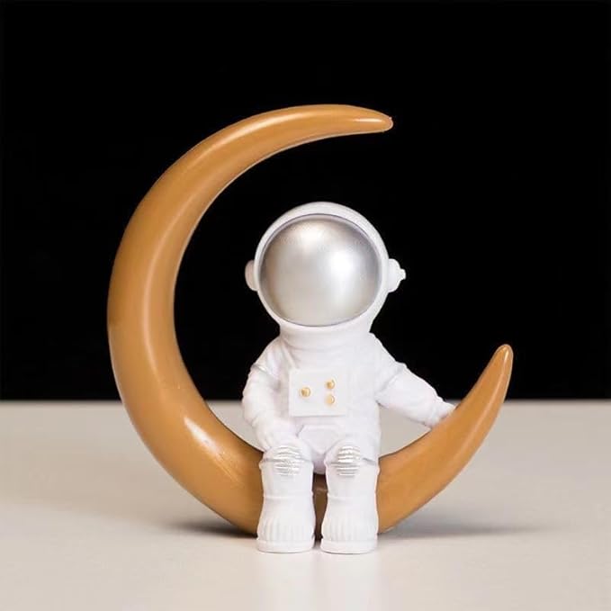 4 Pcs Silver White Astronaut Statues Set, Spaceman Sculpture Figurines Home Ornament Cake Toppers Gift-CasaMuseHome