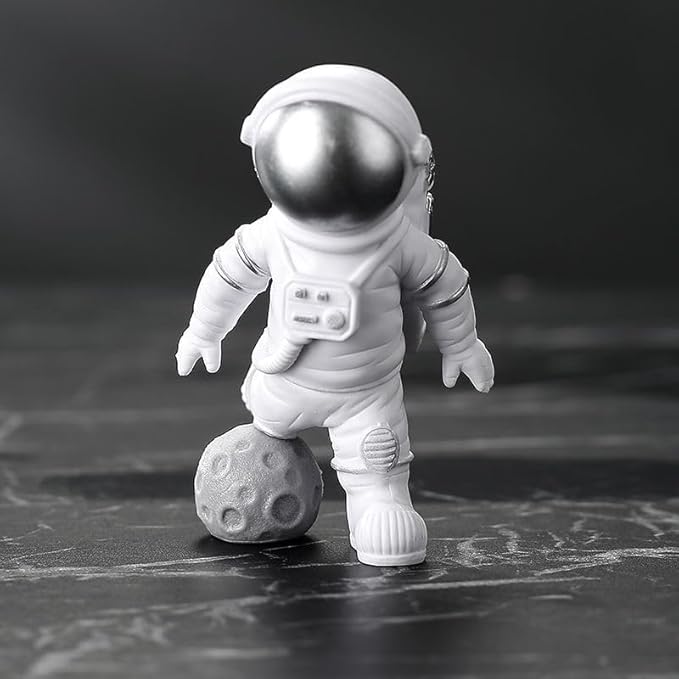 4 Pcs Silver White Astronaut Statues Set, Spaceman Sculpture Figurines Home Ornament Cake Toppers Gift-CasaMuseHome