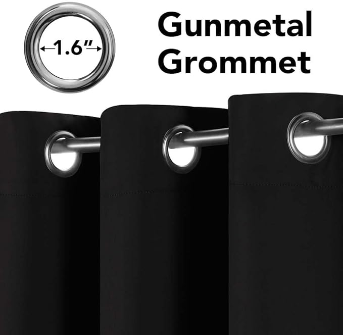 H.VERSAILTEX Thermal Insulated Grommet Blackout Curtains for Bedroom (2 Panels, 52 x 96 -Inch,Solid Black)-CasaMuseHome