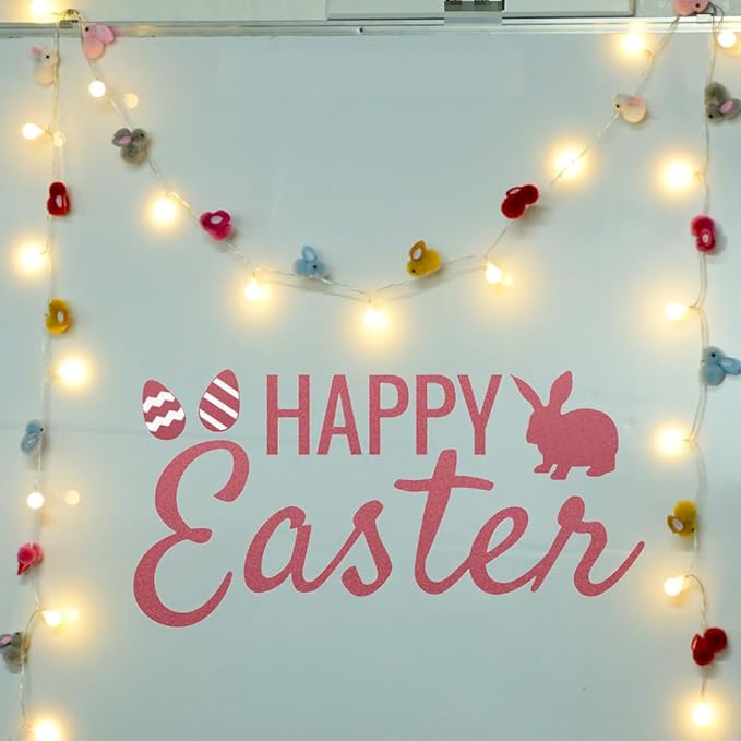 9.85Ft Easter Decor String Lights with Timer 20 Rabbit Shaped Pompoms 20 Ball LED Garland Battery Operated Easter Decorations Bunny Lights for Home Party Kids Room Bedroom Birthday Wedding Indoor-CasaMuseHome