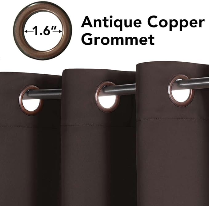 H.VERSAILTEX Thermal Insulated Blackout Curtains - Antique Copper Grommet Top Window Drapes - Chocolate Brown - 52" W x 72" L - (Set of 2 Panels)-CasaMuseHome