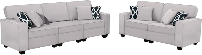 L Lengend Vansen Modular Sectional Sofa U Shaped Couch with Ottoman Modern Reversible Corner Sectional Couch for Living Room (Light Grey, 2+3)-CasaMuseHome