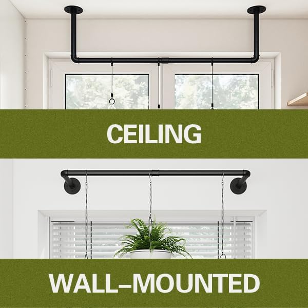 2Pc Hanging Planters for Indoor Plants Plant Hanger Indoor Hanging Plant Holder Black Metal Rod(Pot/Chain/Plant not Included-CasaMuseHome