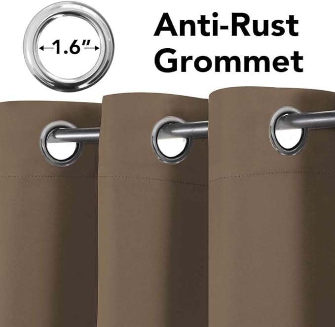 H.VERSAILTEX Thermal Insulated Blackout Window Panels Microfiber Formaldehyde-Free Kids Curtains for Holiday Season Home Decoration,Grommet Top,52 by 96 - Inch - Macchiato - Set of 2-CasaMuseHome