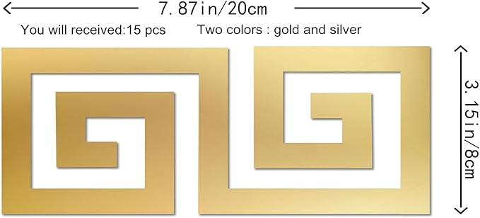 15 Pcs DIY Geometric Shape Acrylic Decorative Mirror Stickers Removable Adhesive Wall Mirror Décor for Living Room Home Background (Gold,3.15 * 7.87inches)-CasaMuseHome