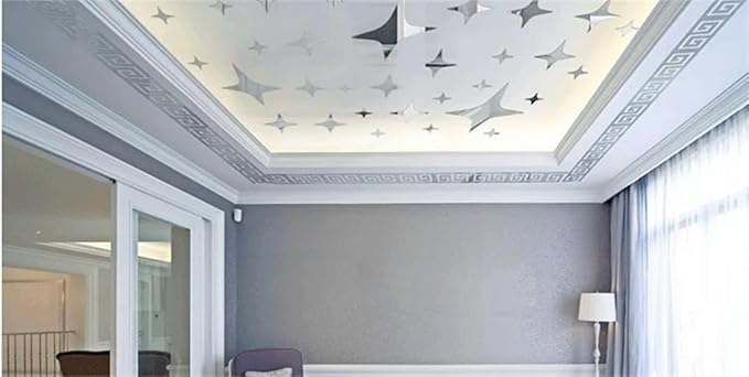 15 Pcs DIY Geometric Shape Acrylic Decorative Mirror Stickers Removable Adhesive Wall Mirror Décor for Living Room Home Background (Silver，3.15 * 7.87inches)-CasaMuseHome