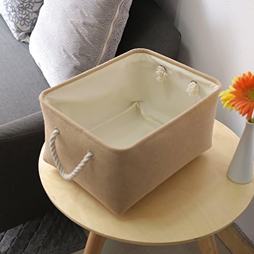TheWarmHome Large Storage Basket - Fabric Storage Baskets for Organizing Shelves, Collapsible Storage Bin Organizer for Closet Bookself Laundry Dog Toy Home Organization, Decorative Beige Basket Gift-CasaMuseHome