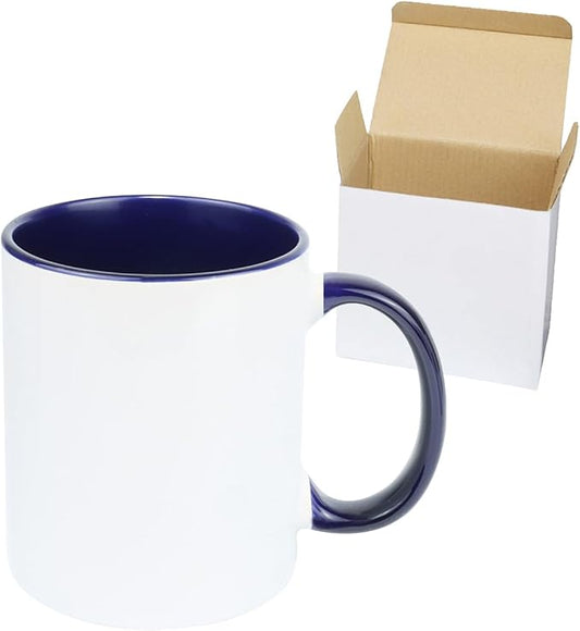 11oz White Ceramic Sublimation Coffee Mug in White Gift Box, Cobalt Blue, Case of 12-CasaMuseHome