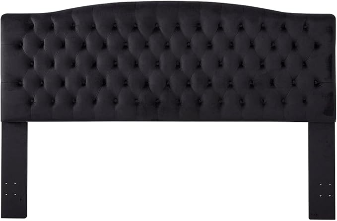 24KF Upholstered Tufted Button Velvet Headboard,Comfortable Fashional Headboard King/CA King Size,Black-CasaMuseHome