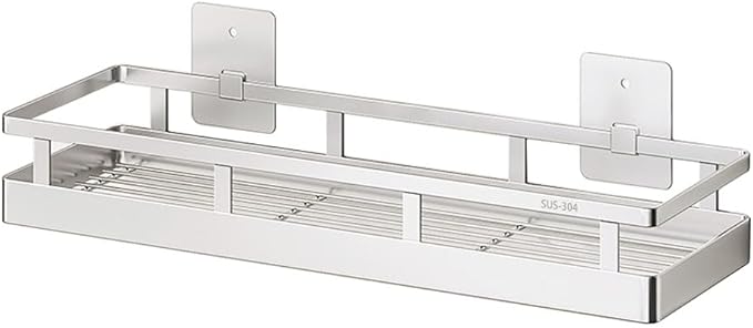 19.69Inch Spice Rack Organizer, SUS304 Stainless Steel Wall Mount Spice Rack Storage Basket, Kitchen Racks, Nail-Free Installation-CasaMuseHome