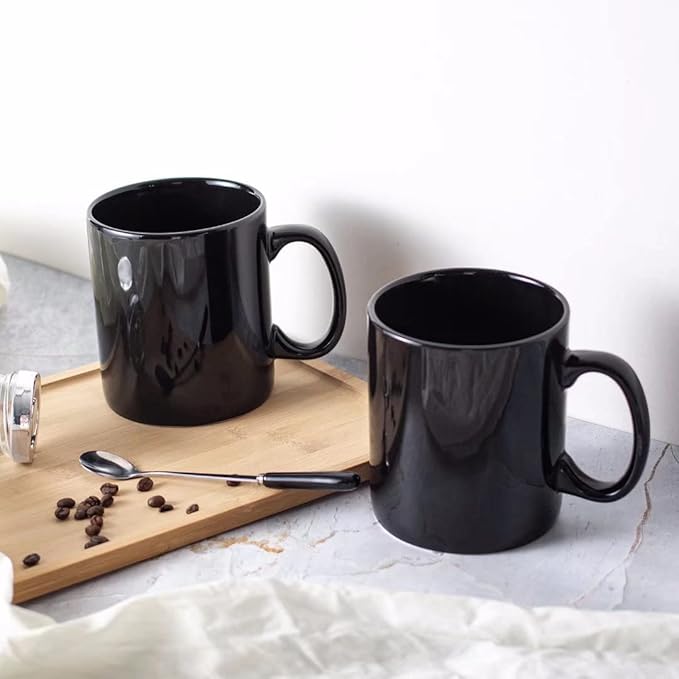 30oz Super Large Ceramic Coffee Mugs Large Handles Set of 2 (black)-CasaMuseHome