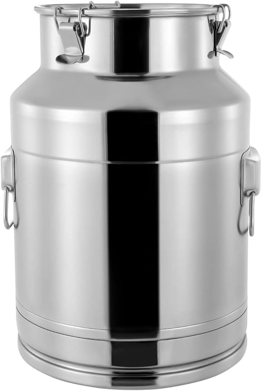 304 Food-Grade Stainless Steel Ice Bucket with Lid, 28L/7.4Gallon Good Sealing Storage Canister Milk Bucket Milk Can for Coffee, Tea, Water, Milk, Soup-CasaMuseHome