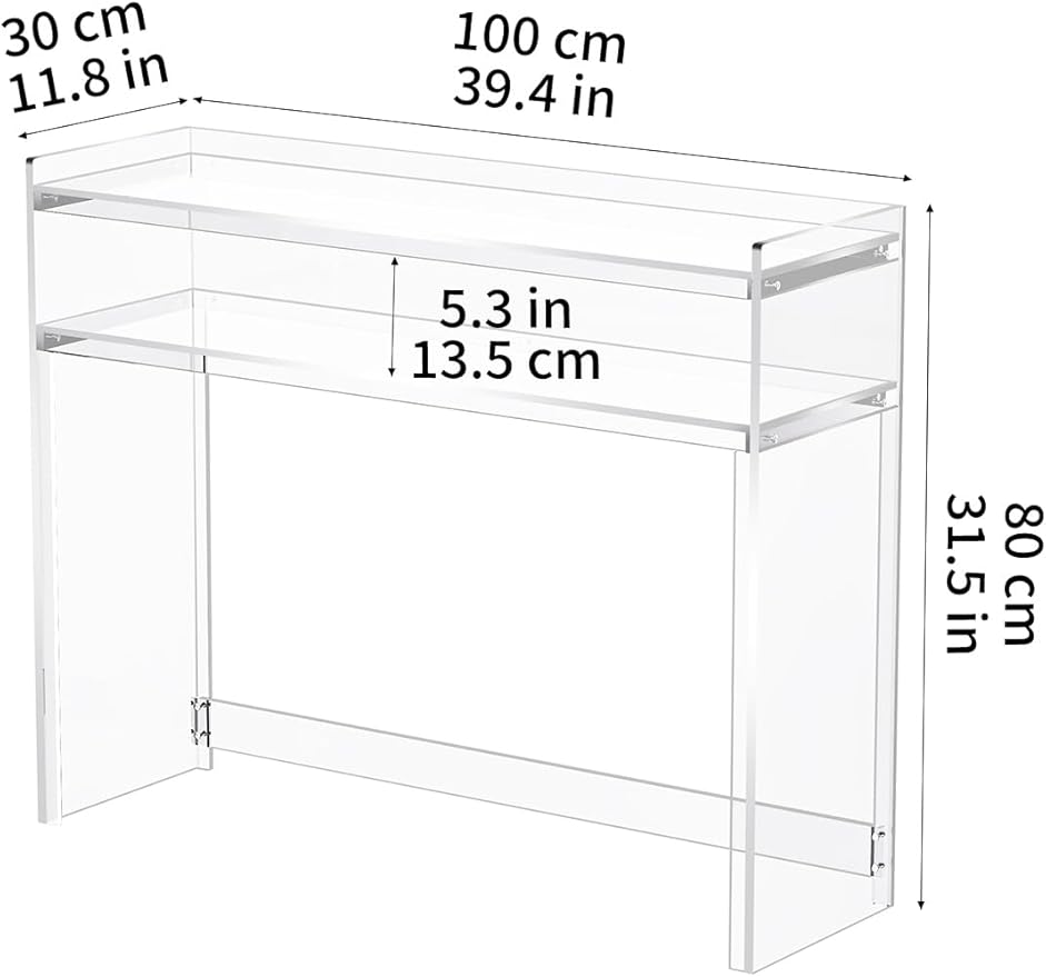 Acrylic Console Table, Entryway Table with Storage Shelves (1, 39.4 * 31.5 * 11.7) (Clear)-CasaMuseHome
