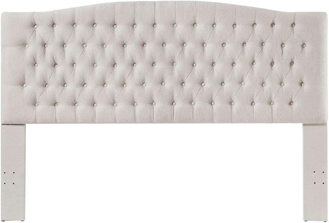 24KF Upholstered Tufted Button Linen Fabric Headboard,Comfortable Fashional Headboard King/CA King Size,Ivory-CasaMuseHome