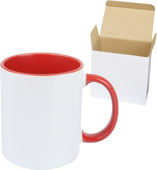 11oz White Ceramic Sublimation Coffee Mug in White Gift Box, Red, Case of 36-CasaMuseHome