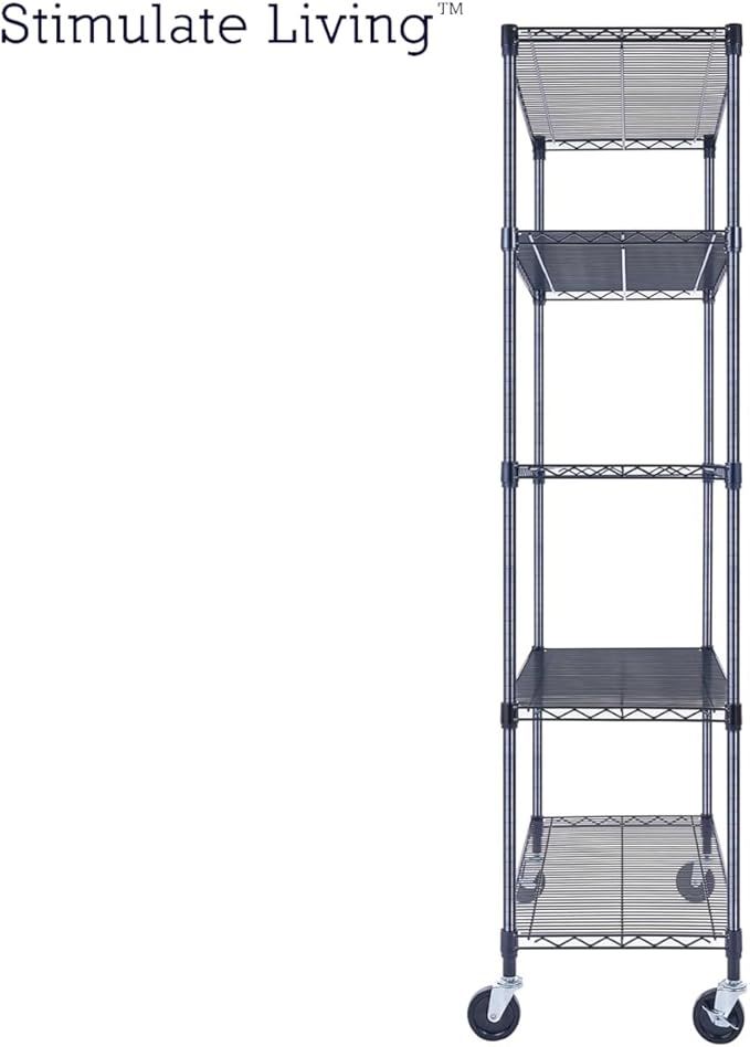 36"x18"x72" Prime Heavy Duty Black 5-Tier Wire Shelving NSF 4000 LBS MAX Capacity Storage Rack for Commercial, Hospital, School, Garage, and Kitchen Uses (with Wheels)-CasaMuseHome