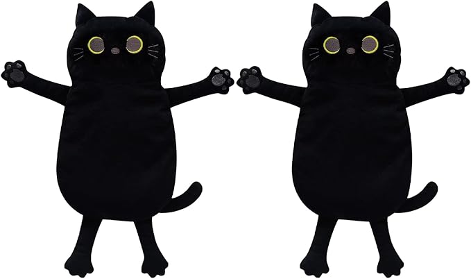 2PCS Microwave Heating Pads for Cramps Pain Relief, 17 * 9" Moist Microwavable Period Menstrual Heat Packs for Cramps, Back, Neck, Shoulder, Abdomen, Black Cat-CasaMuseHome