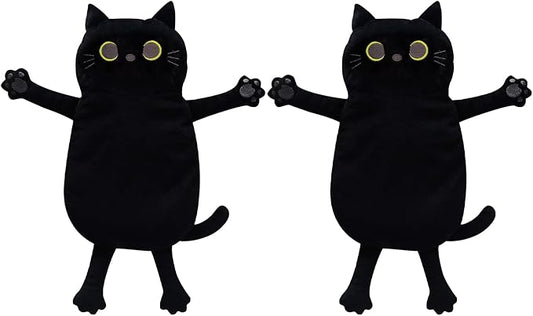 2PCS Microwave Heating Pads for Cramps Pain Relief, 17 * 9" Moist Microwavable Period Menstrual Heat Packs for Cramps, Back, Neck, Shoulder, Abdomen, Black Cat-CasaMuseHome