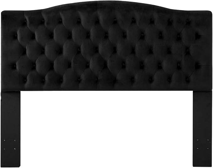 24KF Upholstered Tufted Button Velvet Headboard,Comfortable Fashional Headboard Queen/Full Size,Black-CasaMuseHome