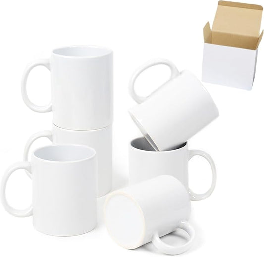 11oz Sublimation Coffee Mug Packed in White Box (24, White)-CasaMuseHome