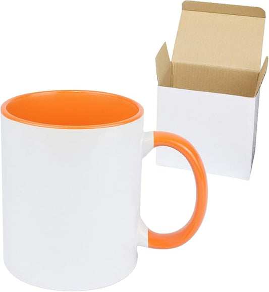 11oz White Ceramic Sublimation Coffee Mug in White Gift Box, Orange, Case of 36-CasaMuseHome