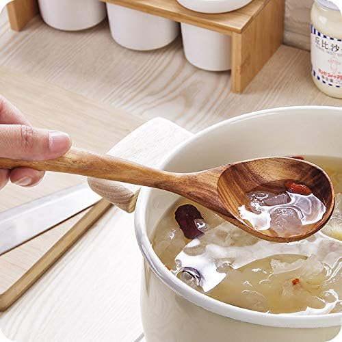 7 Pcs Acacia Wood Cooking Utensils Set Large Wooden Spoons for Cooking Spatula Salad Mixing Spoon Non Toxic Utensil for Kitchen Use Spatulas Non Stick Turner Slotted Serving Spoon Kitchen Utensils-CasaMuseHome