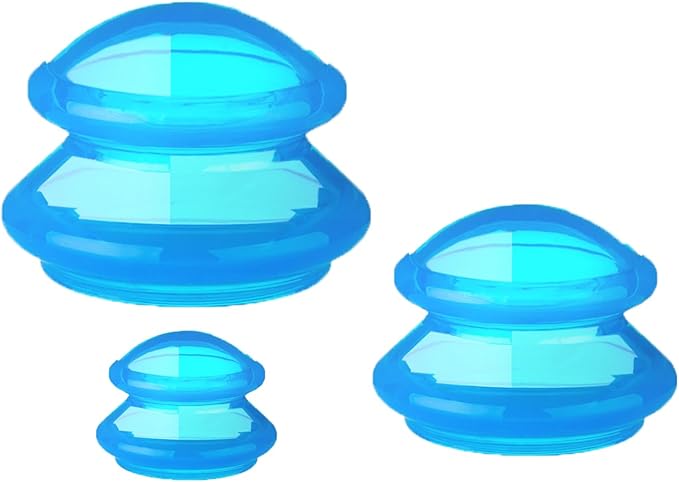 3Pcs Cupping Therapy Set-Professional Silicone Cupping, Suitable for Facial Body Massage/Deep Myofascial Release/Pain Relief/Muscle Relaxation & More (Blue,3pcs)-CasaMuseHome