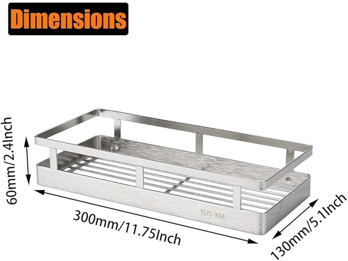 2PCS Kitchen Spice Rack, SUS304 Stainless steel Wall Mount Storage Rack, Seasoning Container, 11.8Inch Spice Organizer, Kitchen Seasoning Hanging Rack, Bathroom Shelf for Storing Toiletries-CasaMuseHome