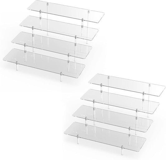 Acrylic Display Riser Stand Shelf Clear 4 Tier Cupcake Stand Perfume Display Holder Figures Desktop Decoration and Organizer Showcase Toys Retail Display Rack Candy Dessert Buffet 4 Steps Collection-CasaMuseHome