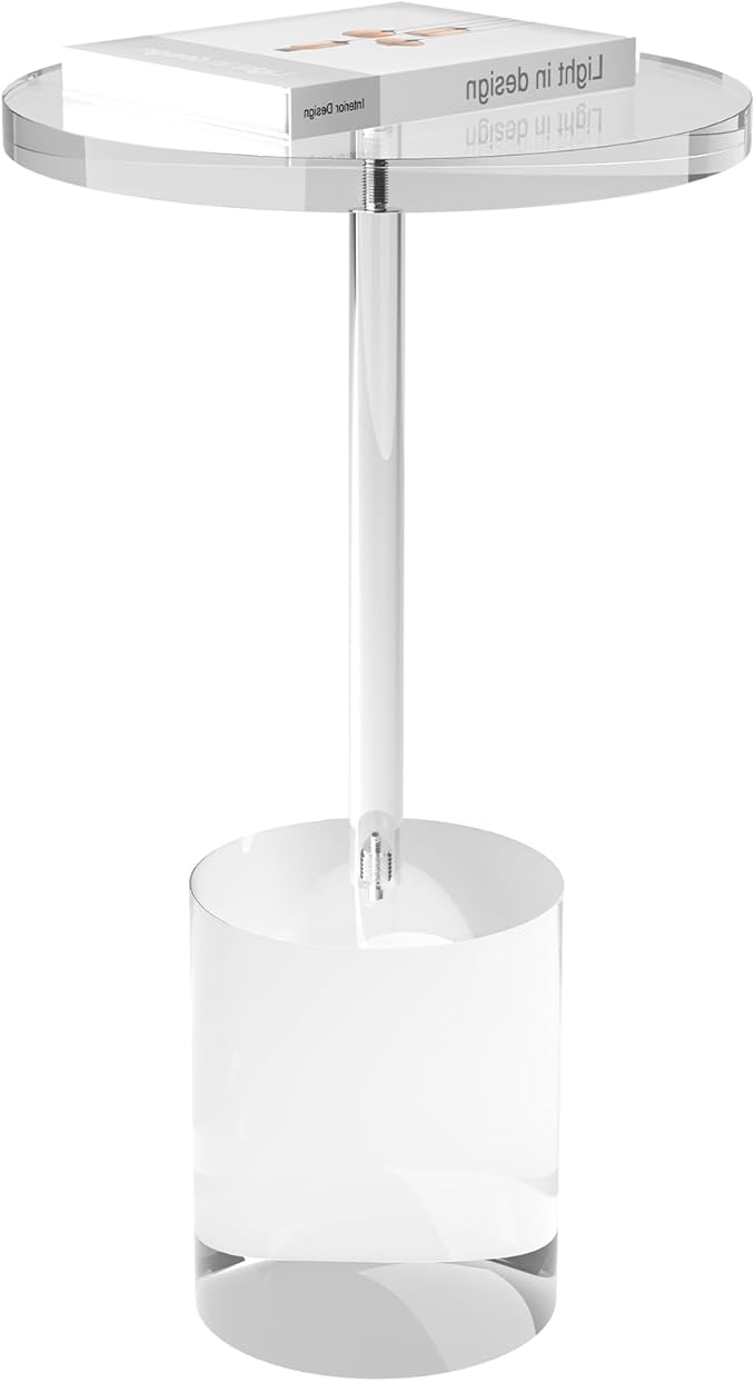 Acrylic End Table, Modern Minimalist Acrylic Side Tables, Clear Side Table for Living Room, Bedroom, Office, Drink Table (12" D x 12" W x 21" H, Transparent)-CasaMuseHome