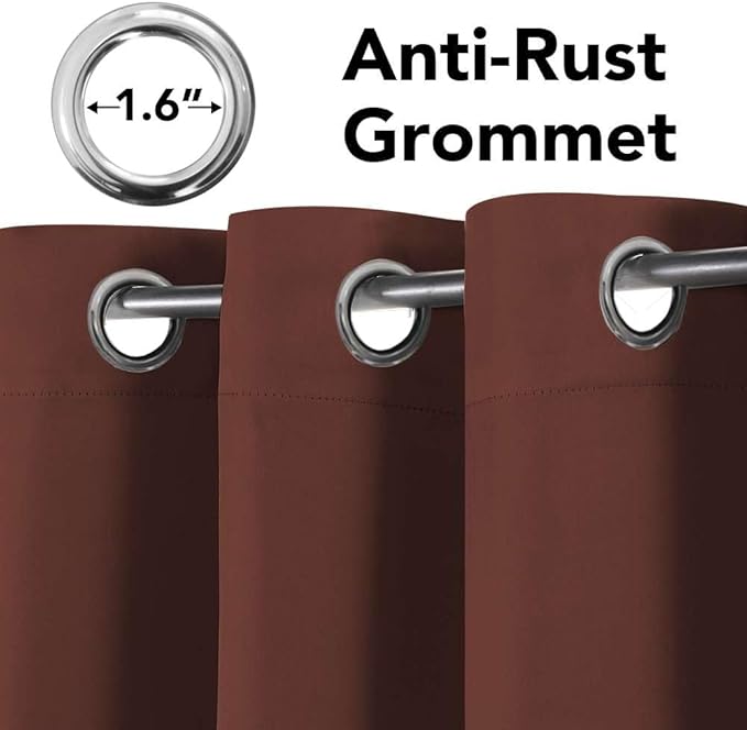 H.VERSAILTEX Thermal Insulated Blackout Window Panels Microfiber Formaldehyde-Free Kids Curtains for Holiday Season Home Decoration,Grommet Top,52 by 96 - Inch - Rust - Set of 2-CasaMuseHome