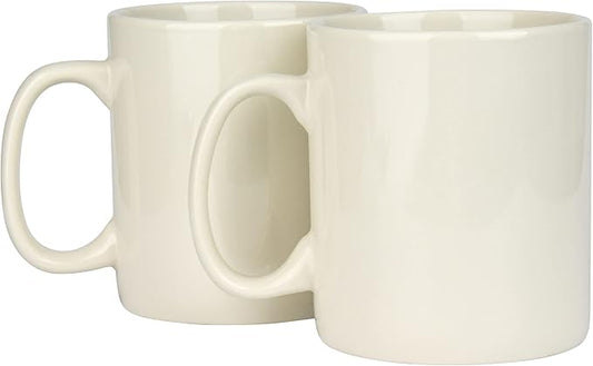 30oz Super Large Ceramic Coffee Mugs Large Handles Set of 2 (Cream)-CasaMuseHome
