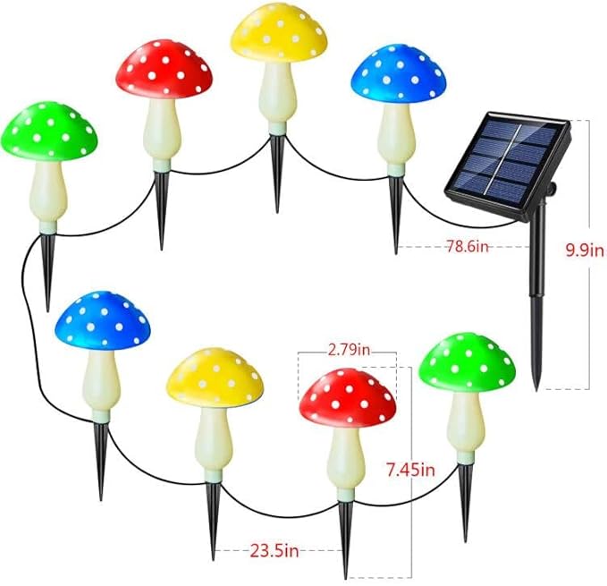 8-Pack Solar Mushroom Lights for Garden Decor, 8 Modes Waterproof Outdoor Garden Mushroom Lamp, Multi-Colored Solar LED Fairy Lights for Christmas Halloween Yard Lawn-CasaMuseHome