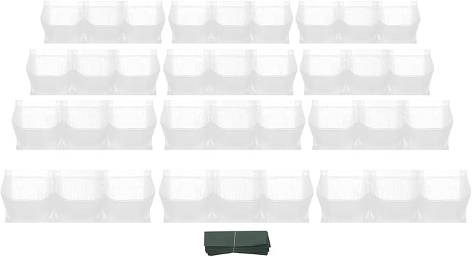 12Pieces 3-Pot Wall Planter Vertical Garden Plant Walls Wall Mounted Vertical Planter with Water-Storage Layer Stackable Wall-Mounted Flower Pot for Gardens, Balconies 180.78lbs Total Capacity (White)-CasaMuseHome