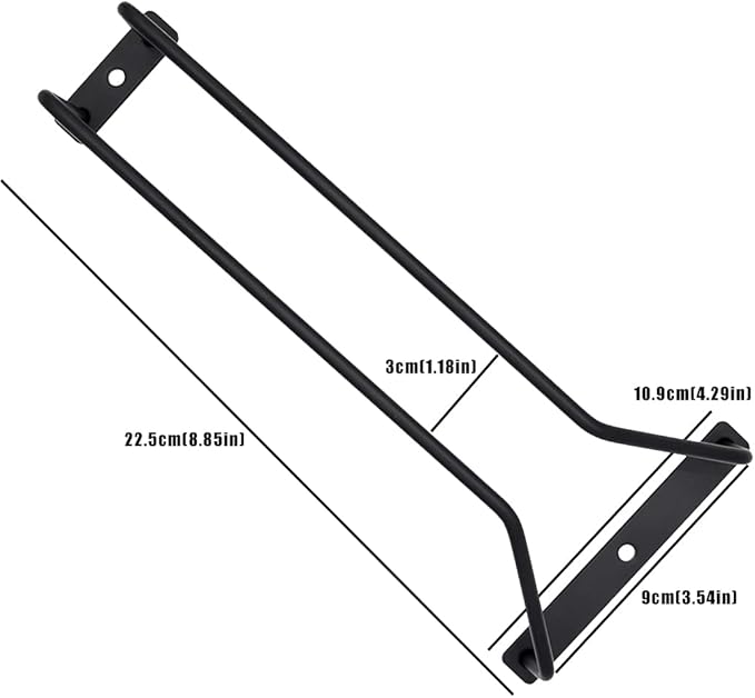 8.8-Inch Wine Glass Rack - Under Cabinet Stemware Wine Glass Holder Glasses Storage Hanger Metal Organizer for Bar Kitchen Black (1 Rows, 3 Pack)-CasaMuseHome