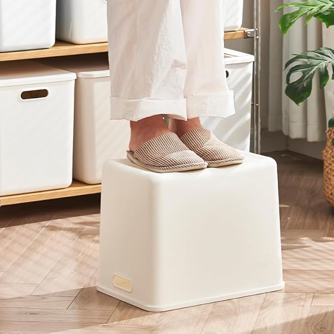 4 pack large plastic White storage bins Baskets, Toy Box Chest with Lids and Handle，Organizer Containers for Baby，Kids,snacks,Nursery，Shelves，Playroom, Bedroom，Office,Closet，home-CasaMuseHome