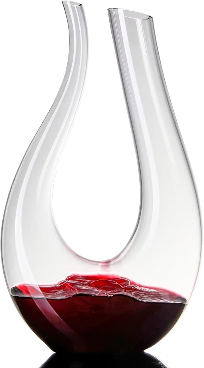 1PC Luxurious U-Shaped Crystal Glass Wine Decanter - High-End European Style, Harp Design, Red Wine, Large Capacity, Perfect for Home, Restaurant, and Household Use-CasaMuseHome